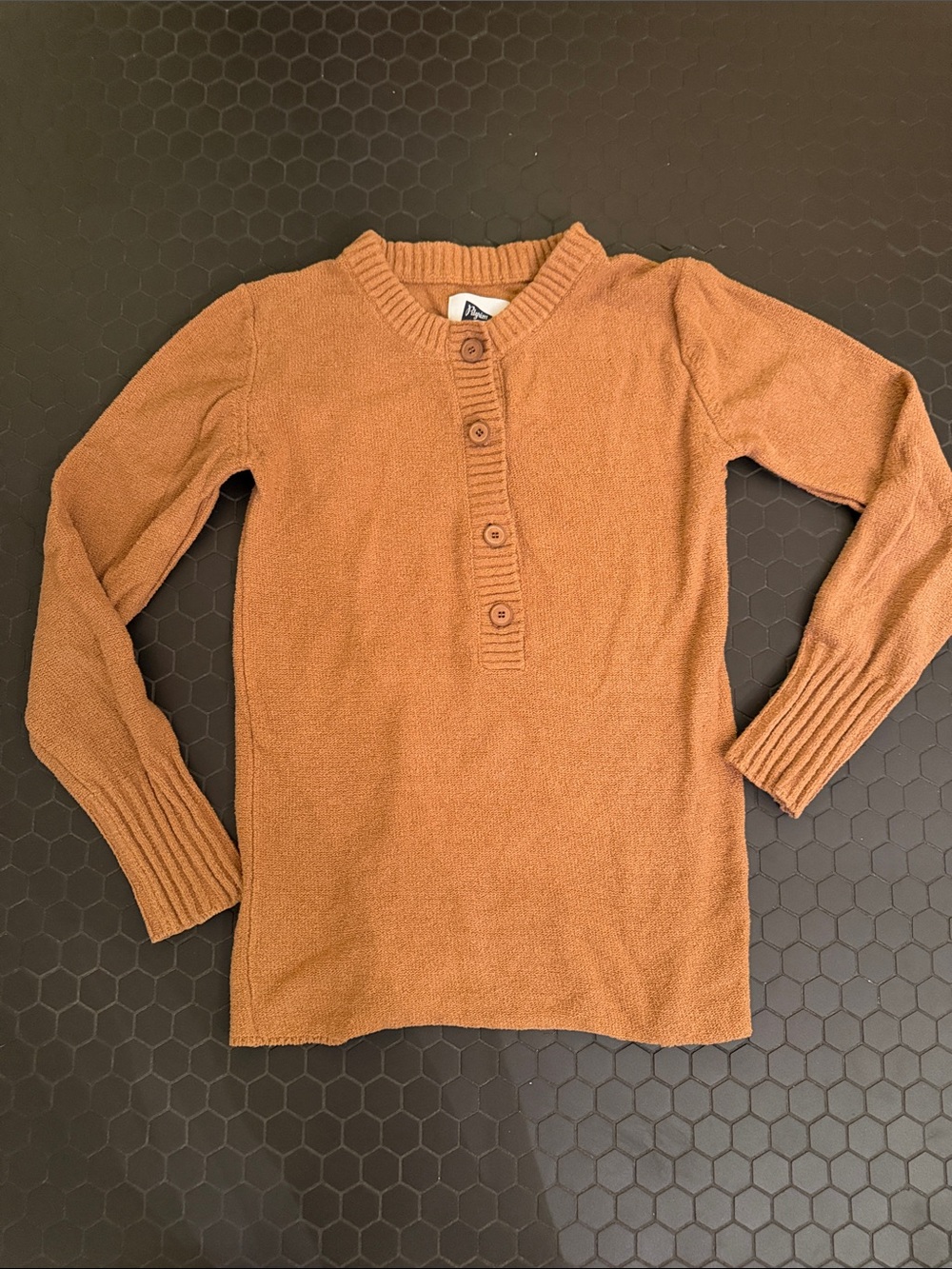Pilgrim Camel Henley Knit Sweater